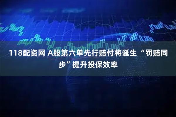 118配资网 A股第六单先行赔付将诞生 “罚赔同步”提升投保效率